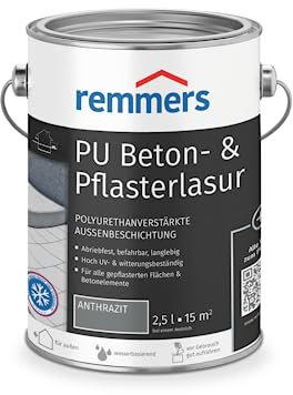 Remmers PU Beton- & Pflasterlasur anthrazit, 2,5 Liter, Beton- und Bodenfarbe, Pflasterstein Farbe, für mineralische Untergründe, lichtbeständig