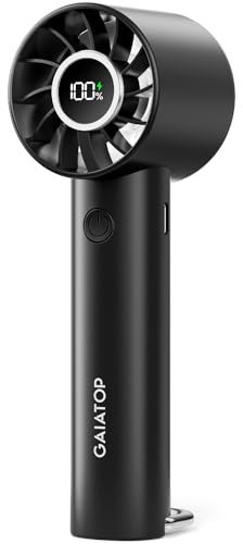 gaiatop Portable Mini Fan, Handheld Fan with LED Display & Flashlight, 3 Speeds 2000mAh USB Rechargeable Battery Fans, Small Personal Desk Fans for Women Men Girls Kids Indoor Outdoor Travel Black