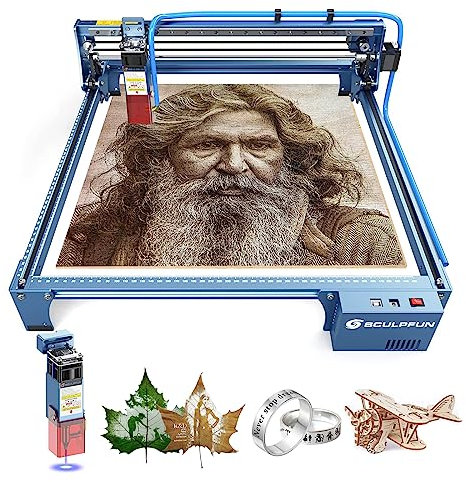 SCULPFUN 10W Laser Graviermaschine, 24000mm/min CNC DIY Lasergravierer und Laser Cutter, Grenzwerts Hochpräzise Lineargleitschiene in Industriequalität X-Achse, Lasergravur für Holz, Glas, Metall