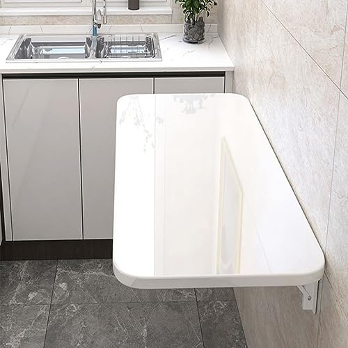OHMG Mesa de Comedor y Pared Plegable - Escritorio con Tapa Abatible - Para Oficina, Cocina y Comedor (Blanco - 80 x 50 x 1,6 cm)