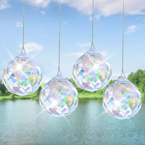 Prisma Kristalle - 4 Stück Sonnenfänger Kristalle, 50mm, für Kronleuchter und Fenster Deko