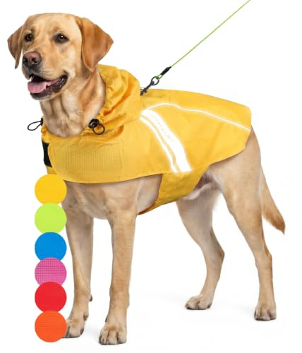 VIVAGLORY Hunderegenmantel Wetoff Regenmantel Hund, L, Gelb | Hunde Regenmantel Hunderegenmantel Reflektierend Regenjacke Hunderegenjacke, Wasserdicht Regenjacken für Hunde