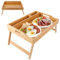 CYEER Lot de 2 plateaux de lit pliables en bambou - 41,5 x 30 x 20,5 cm - Plateau de lit pliable pour le petit déjeuner - Plateau pour lit pour petit déjeuner au lit