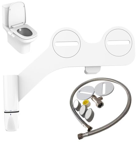 Bidet Attachment Bidet Attachment for Toilet UK, Toilet Bidet Attachment, Ultra-Slim Bidet Sprayer with Dual Nozzle, Non-Electric Bidet Spray Adjustable Pressure for Feminine/Posterior Wash