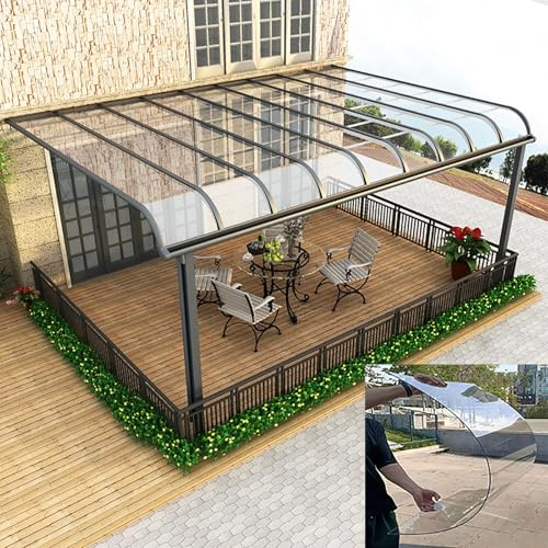 Polycarbonate Roofing Sheet Outdoor Clear, 1MM sturdy patio polycarbonate greenhouse panels, UV Protection Rain pergola roof panels, cuts easily Suitable for patios, partitions, etc.(Transparent,6x 29