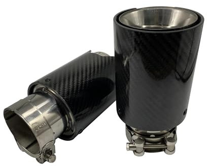 DZSYINGLONGSM Endrohre 2PC Schwanz Trim Rohr Auto Universal-Carbon Fiber Glatte FÜR Serie Auspuffrohr Schalldämpfer Auspuff Terminal Auspuff Endrohr(70 IN-89 Out)