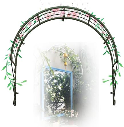 Arche De Jardin Murale en Métal, Arche De Jardin Murale en Rosace pour Plantes Grimpantes Arche De Jardin pour Portes D'entrée Et Fenêtres,Bronze