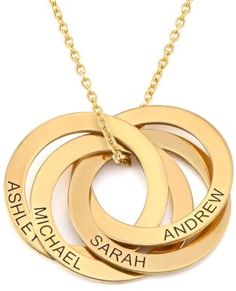 MYKA - personalisierte russische Ringkette mit Gravur auf zwei, drei, vier oder fünf Ringen