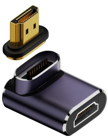 chenyang HDMI 2.1 Magnetanschluss, HDMI Stecker auf Buchse 90 Grad nach unten abgewinkelt 8K@60Hz 4K@120Hz 48Gbps Hochgeschwindigkeits Gender Change Adapter vergoldet