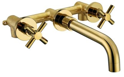 DMMFTERL Wandarmatur Badarmatur Waschbecken Mischbatterie Wandeinbau Heiß Kalt Modernes Waschbecken Badset Silber Gold Matt Schwarz Wasserhahn Poliertes Gold