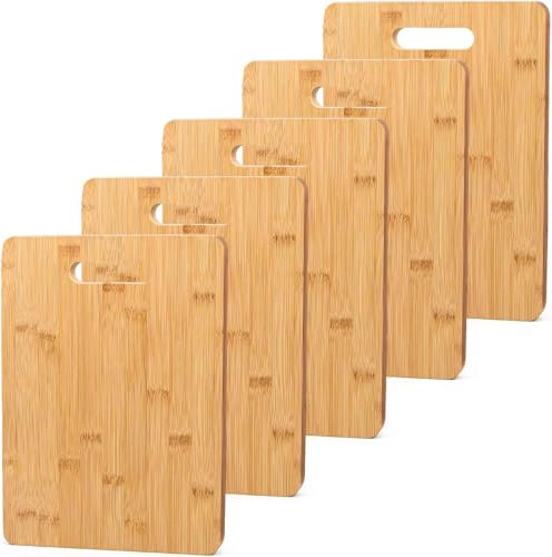 5 Pcs Kitchen Cutting Board, 30x23x1.2 cm Wood Cutting Boards, Chopping Board for Meat, Vegetables, Fruits, Cheese with Handles，Planche a Decouper
