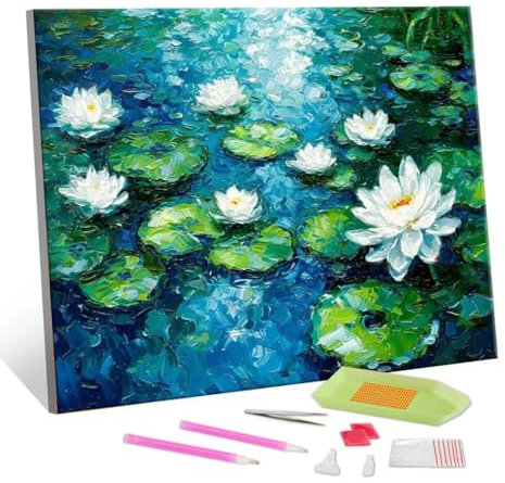 Diamond Painting Kits für Erwachsene Kinder DIY 5D Diamond Art Seerosen Paint mit Runden Diamond Full Drill Gem Art Painting Kit Diamond Painting Zubehör, für Home Wall Decor Geschenke 90x120cm S-514