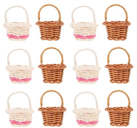 Amosfun Kleine Geflochtene KöRbe 2.17 Zoll Miniatur-SüßIgkeitenkorb 12Er Set FüR Hochzeit Partygeschenkhalter Rustikaler Stil Dekoration Haushalt
