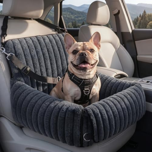 MIXJOY 6-in-1 Dog Car Seat for Small/Medium Dogs up to 23 lbs,Grey | Multi-Functional Travel Dog Car Bed with Detachable Washable Cover, Dog Carrier for Car with Clip-On Safety Leash