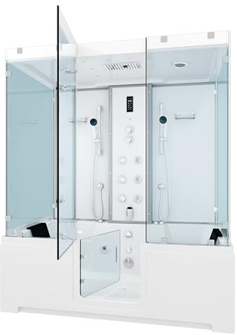 Kombination Badewanne Dusche K88-WS-EH-B-EC-SC-EA Duschtempel 180x100 cm Schlauchreinigung + Scheibenversiegelung