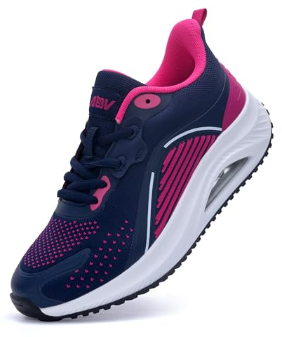 GyeBea Womens Walking Shoes Arch Support Plantar Fasciitis Shoes Orthotic Tennis Sneakers for Pain Relief RoseBule Size 8