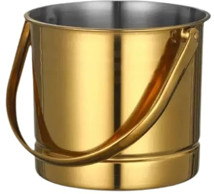 DimyFew 1,5 Liter Eiskübel Aus Metall, Champagnerkübel, Snackbehälter für Frittiertes Hähnchen, Geeignet für Veranstaltungen, Golden