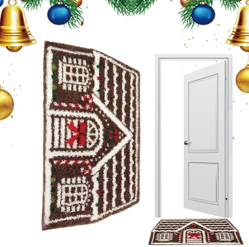 Kryddhus-matta - 60 x 90 cm söt söt juldekoration för, kryddmatta för fester | för, entré, badrum, sovrum