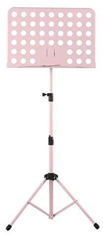 POENVFPO Atril de Música Ajustable, Soporte para Partituras de Metal, de Altura de 23,6 a 51,2 Pulgadas, Diseño Portátil Plegable, Negro, para Músicos e Interpretación Instrumental (PINK)