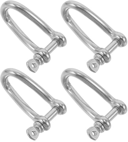 Sosoport 4Pcs 5Mm Stainless Steel Twist Shackle Clevis Bow Shaped Anchor Shackle Marine Screw Pin Rigging Hardware for Sailing Lifting and Dock Mooring