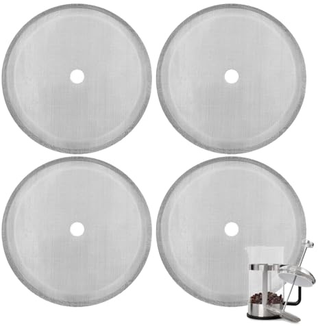 4 PièCes Filtres de Rechange en Maille pour Cafetière, Filtres à Tamis de Rechange pour Presse Française,10 cm Filtre de Presse Française, pour Cafetières à Piston de 1000 ml / 34 oz / 8 Tasses