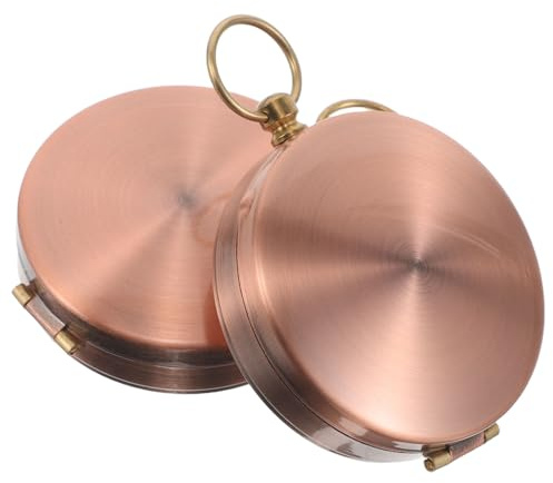 Cabilock 2 brújulas Vintage de Metal, de Cobre Retro, con Tapa abatible, para Reloj de Bolsillo, Equipo de navegación, Accesorios de Camping para Viajes, Herramientas de orientación al Aire Libre.