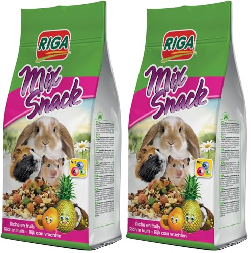 Riga - Mix Snack Aux Fruits - Aliment Complémentaire pour Rongeurs - Lapins, Cochons D’Inde, Octodons, Chinchillas - Riche en Fibres Et Vitamines - Récompense Naturelle Idéale - 85G (Lot de 2)