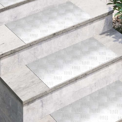 CIOURSTO Placas de Ajedrez, Aluminio Plateado, Alfombras Interiores Modernas, Alfombrillas Duraderas para Exteriores, Peldaños de Escalera Antideslizantes para el Hogar (60x30x0,2cm(2))