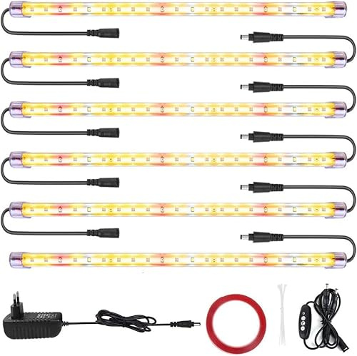 Led Pflanzenlampe Full Spectrum 3500＆Rote LED-Streifen mit Timer 3/6/12 Stunden Doppelkanal 4 Helligkeitsstufe führte pflanzenlicht für Zimmerpflanzen Gartenarbeit (126 LEDs)
