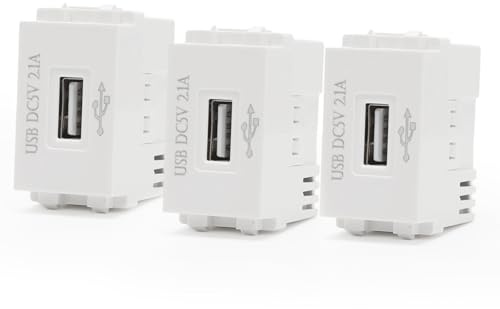 3 Stück USB Stromversorgungsmodul, Usb Unterputz, 220-V-Steckdose Zu 5-V-Transformator, 2,1A U-sb-Ladesteckdose Schaltadapter, Geeignet für Smartphones und Usb-Geräte (3)