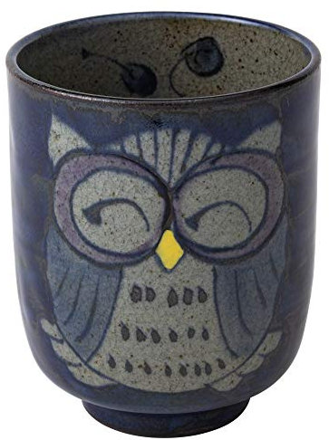 Saikai poterie à la main Dessin Hibou japonais Tasse à thé Bleu Taille : L 83972 à partir du Japon