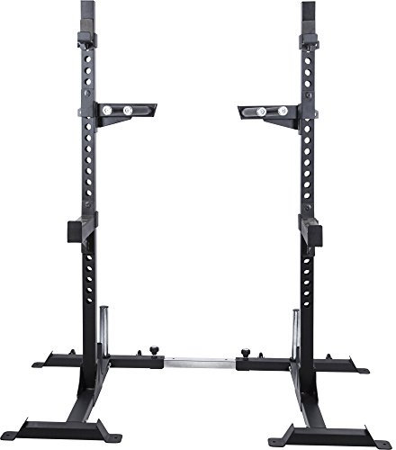 GORILLA SPORTS® Squat Rack - Höhe und Breite Verstellbar, Ablage bis 500kg, mit Dip-Station bis 400kg, aus Stahl, Schwarz - Hantelständer, Kniebeugenständer, Langhantelablage, Gewichtheben, Fitness