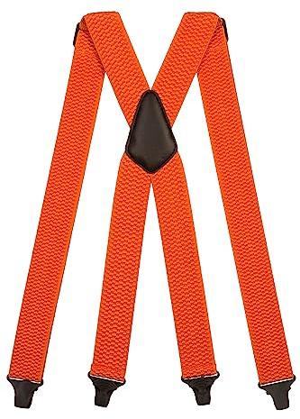 Olata slitstarka X-form flygplatshängslen med plastklämmor, 4 cm - Orange