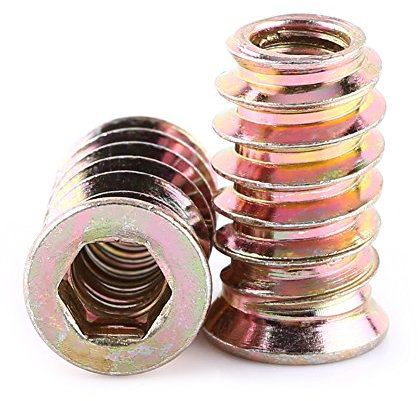 Confezione da 20 pezzi M6/M8/M10 lega di zinco, dadi esagonali, diversi inserti in legno.