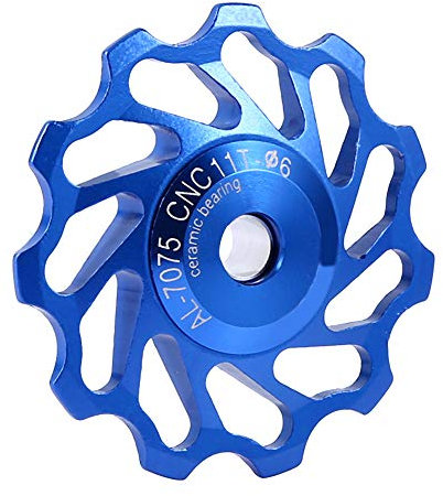 Dioche 2Pcs Fahrrad Keramikrolle, Ceramic Pulley Aluminiumlegierung Schaltwerk Führungsrolle Teil Zubehör für Bike (11T-Blau)