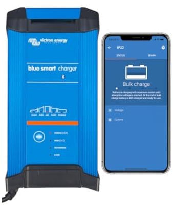 Victron Energy Blue Smart IP22 Smart Car Battery Charger 12V 15A, Trickle Charger for Car Battery and Desulfator for Motorcycle, ATV, RV, Lithium and Deep Cycle Batteries, UK