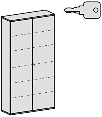 Flügeltürenschrank, 5 Dekor-Einlegeböden, abschließbar, 1200x425x2304, Buche/Ahorn