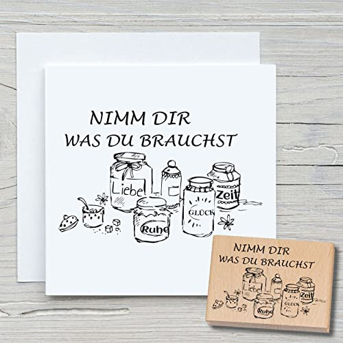 NEWSTAMPS Stempel Nimm Dir was Du brauchst Motivstempel groß aus Holz & Gummi zum Karten basteln, Holzstempel, Sprüche, Spruchstempel, Textstempel, Schrift, Scrapbook, Textilstempel, Deko