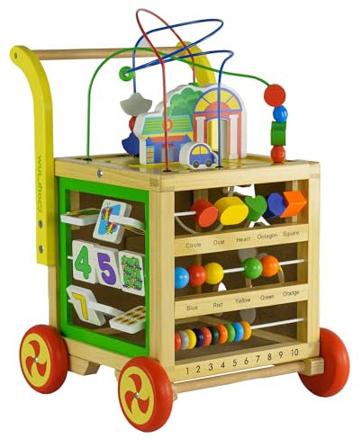 wuuhoo® Lauflernwagen Fritzi aus Holz - höhenverstellbare Lauflernhilfe mit Puzzle, und Zahlen - Pädagogisches Babyspielzeug, Laufwagen, Holzspielzeug für Kinder ab 1 Jahr