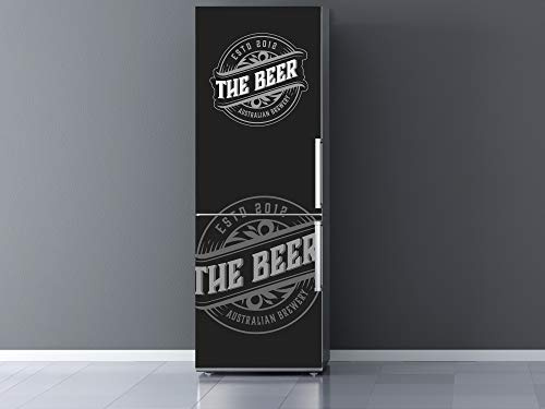 Vinilo para Frigorífico Beer Blanco y Negro 60x185cm | Adhesivo Resistente y Económico | Pegatina Adhesiva Decorativa de Diseño Elegante