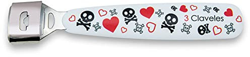 3 Claveles - Cortacallos, raspacallos, pedicuro, pies, decorado, Inox, colección Skull Lover, Acero Inoxidable, 15 cm