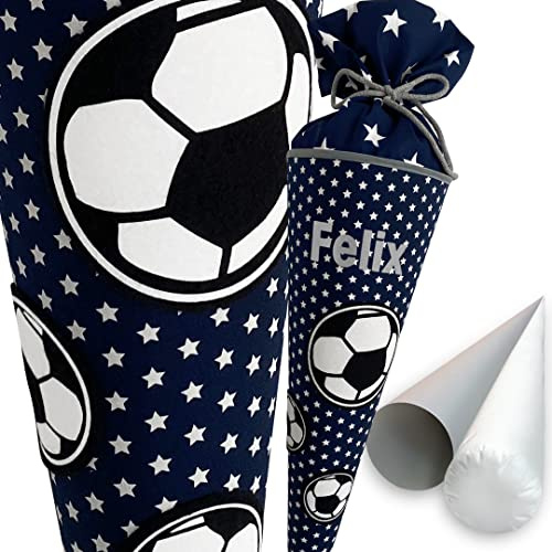 windeltou Fussball-Schultüte | 70 cm | Klassische Schultüte | Stoff, Einschulung, Schulanfang, Zuckertüte