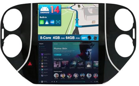 JOYX Android 12 bilradio passar VW Tiguan (2010–2012) – 4G 64G – inbyggd DSP/Carplay/Android bil – kamera gratis – 9,7 tum 2 Din – Bluetooth rattstyrning WiFi DAB fast båt 360-kamera