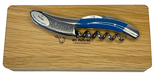 Laguiole En Aubrac Sommelier Kellnerkorkenzieher, Corian-Griff, Weinöffner mit Folienschneider und Flaschenöffner, glänzende Edelstahl-Kolben (Marine Blue Corian)