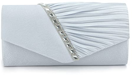 EVEOUT Satin mit Kristall Abend Clutch Handtasche für Damen Schultertasche Hochzeitsfeier Prom Geldbörse für Damen Brauttasche