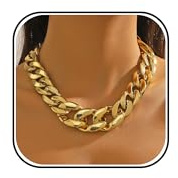 Chunky Gold Necklace for Women Layered Gold Cuban Link Chain Choker Necklace Gold Thick Statement Choker Necklace Paperclip Chain Toggle Bar Clasp Necklace Christmas Stocking Stuffers Jewelry Gifts