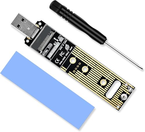 ELUTENG M.2 NVMe USB 3.1 Adapter Karte (Nicht SATA), 10Gbps USB C auf NVME Adapter, M.2 SSD PCIe NVMe Konverter Leser für M Key in 2230/2242/2260/2280 SSD