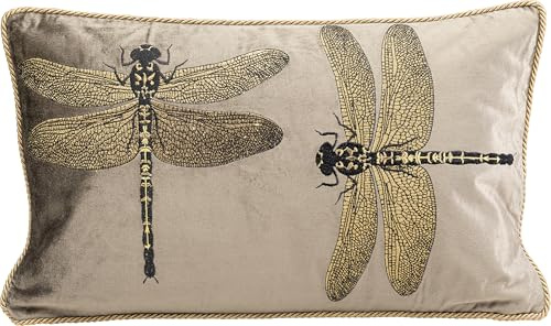 Kare Design Kissen Glitter Dragonfly, 30x50 cm (L-B), Braun, Modern, Zierkissen, Dekokissen, Tiermotiv, mit Reißverschluss, Schafzimmer, Wohnzimmer, für Sofas-Couches