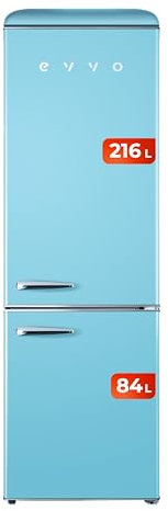 EVVO Frigorifico Retro Combi (Azul Pastel, 300 Litros)