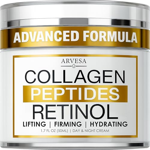 Retinol Cream for Face with Collagen Peptides - Anti Aging Wrinkle Cream for Women and Men - Day-Night Facial Moisturizer with Hyaluronic Acid - Tightening and Skin Firming - Neck & Décolleté